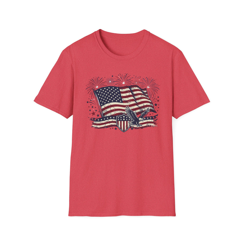 American Flag Eagle T-Shirt — Patriotic 4th of July Tee with Fireworks