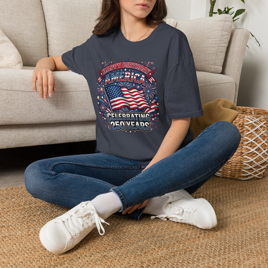T-Shirt — "Happy Birthday America" Patriotic Flag Tee for 4th of July