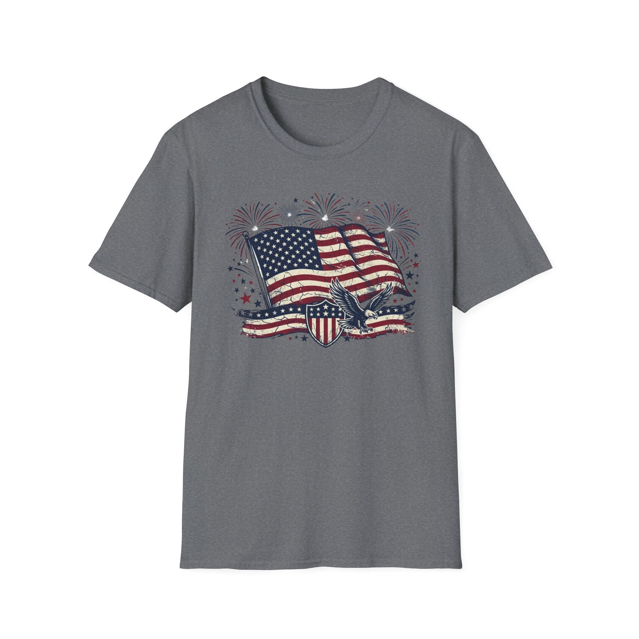 American Flag Eagle T-Shirt — Patriotic 4th of July Tee with Fireworks