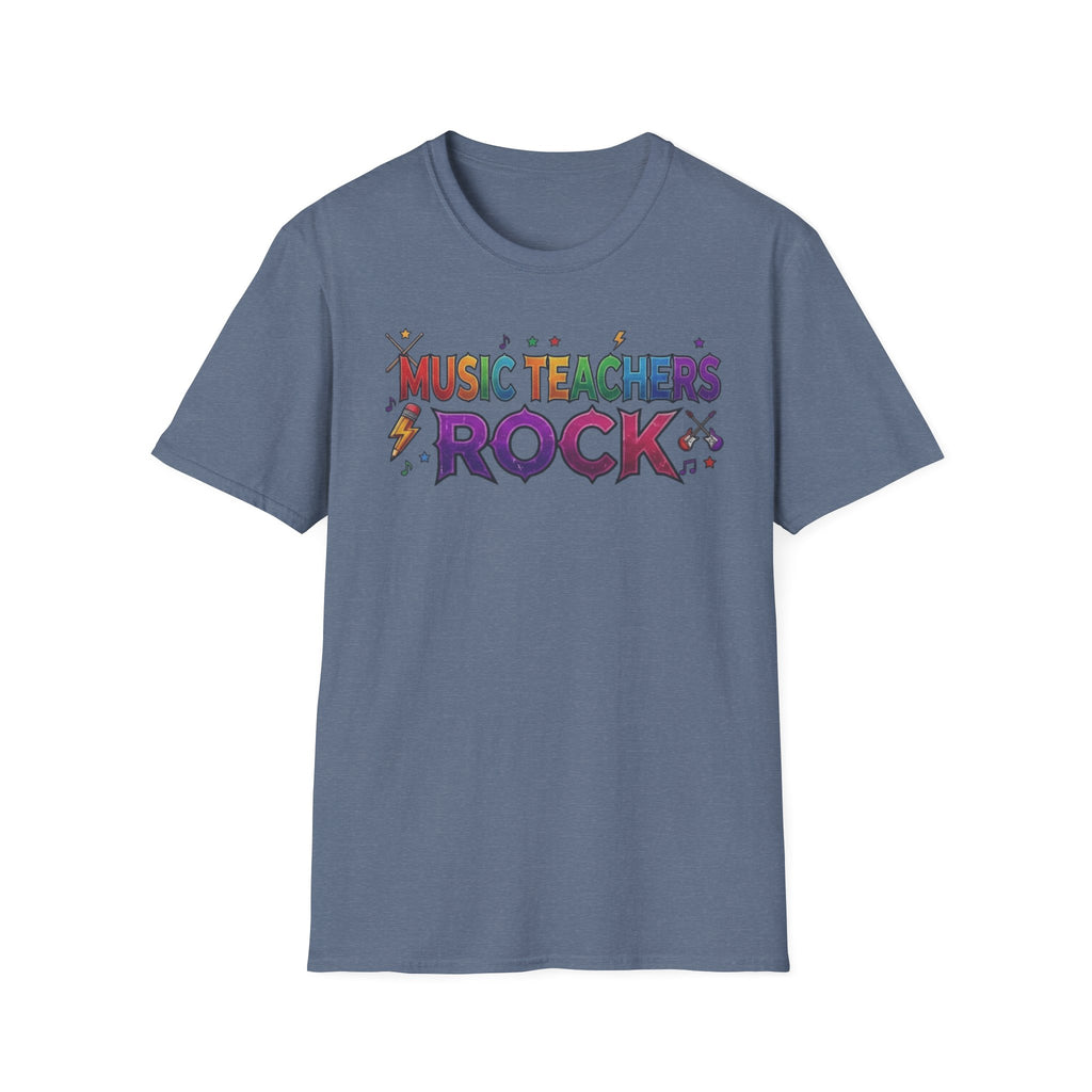 Music Teachers Rock T‑Shirt — Funky Colorful Graphic Tee for Music Educators