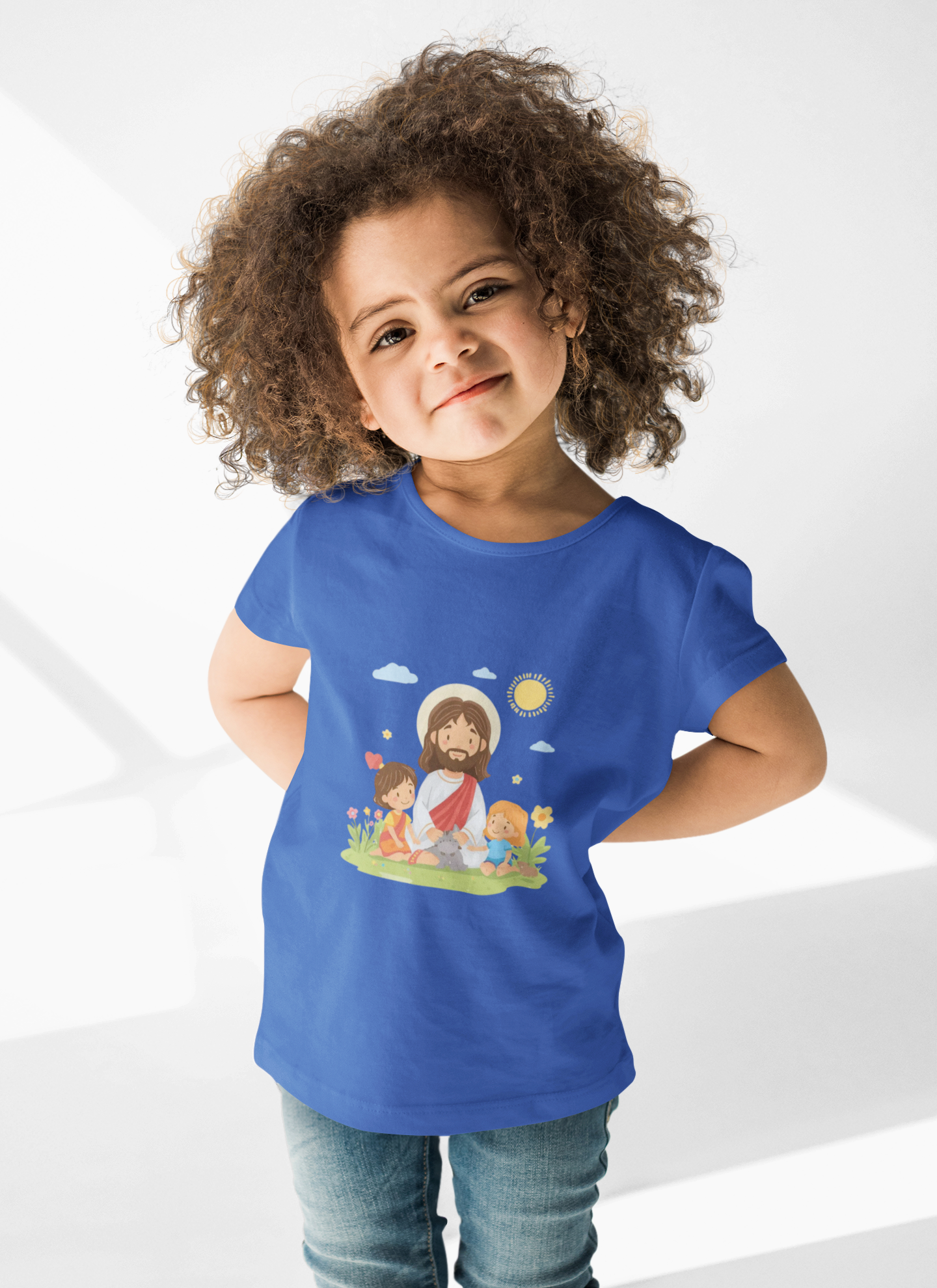 Youth Tee — Cute Jesus with Children Illustration Faith Shirt