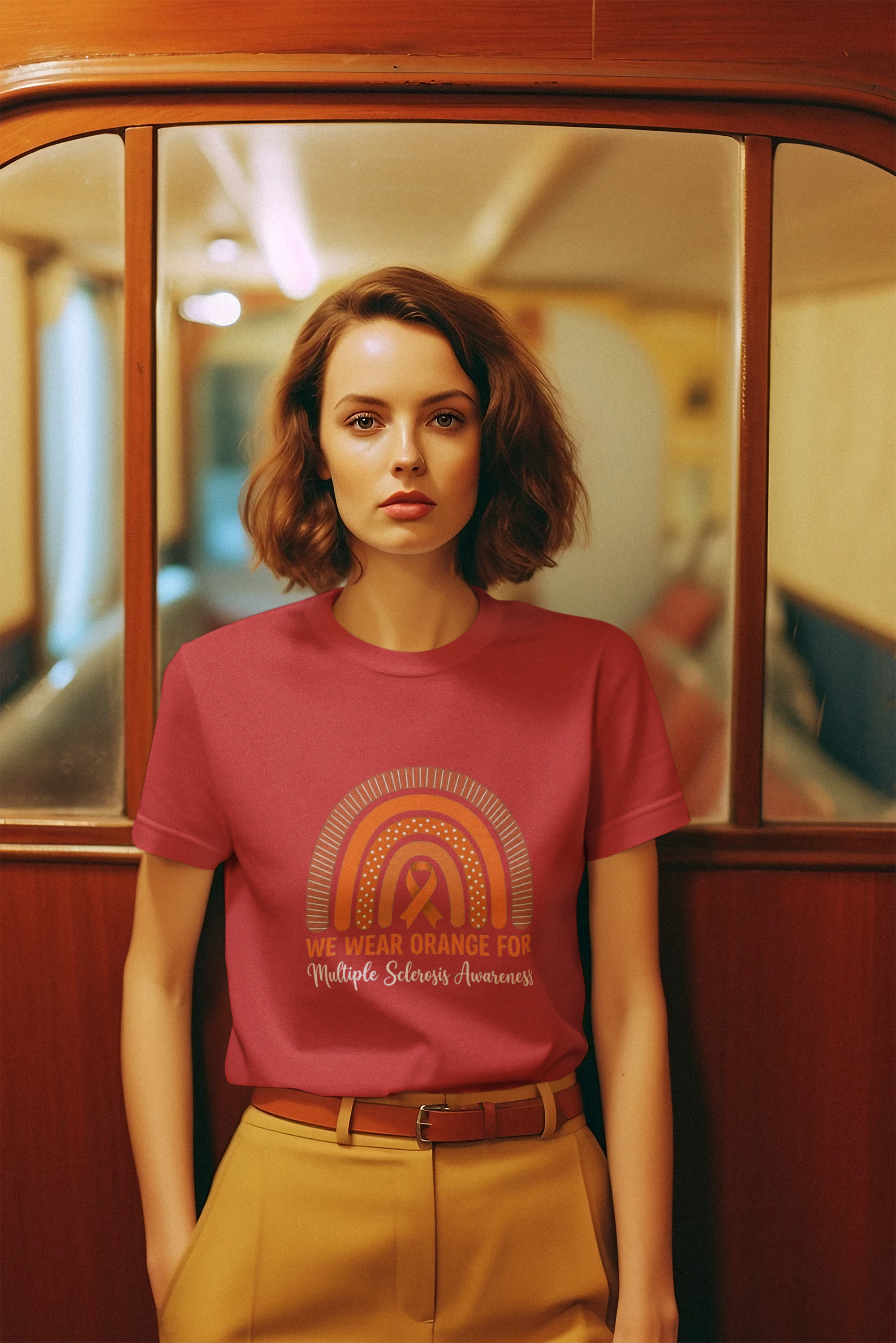 Awareness Orange Ribbon Rainbow T-Shirt — "We Wear Orange For"
