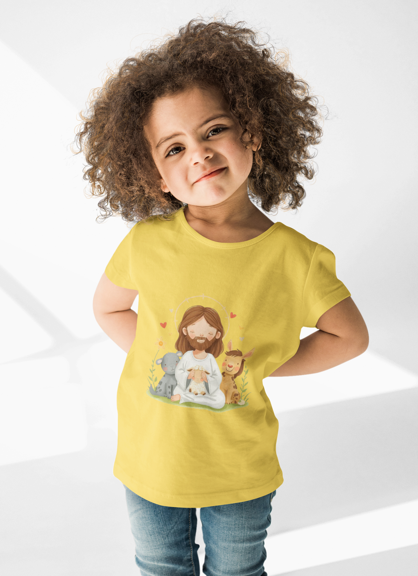 Kids Tee — Cute Shepherd & Animals Nativity Design