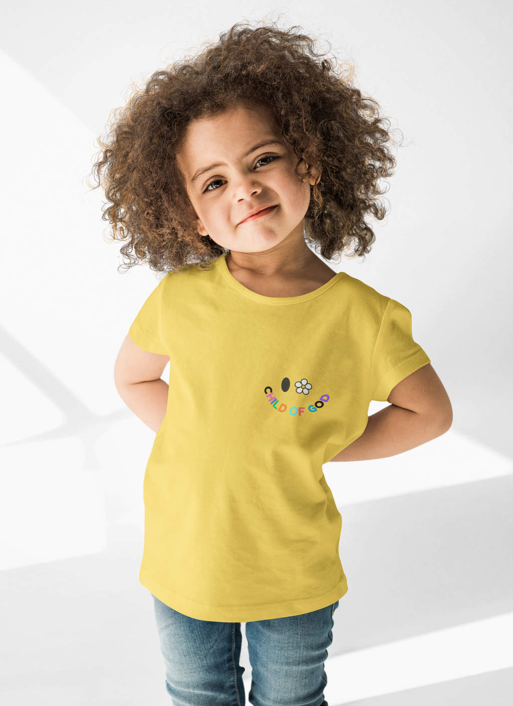 Child of God Kids Tee — Floral Daisy Christian T‑Shirt for Girls & Boys