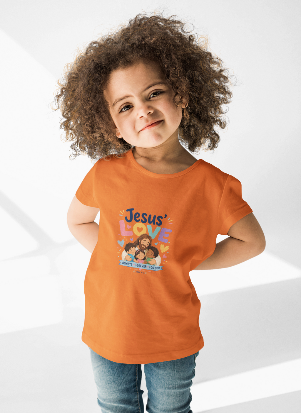 Kids Tee - "Jesus' Love" Colorful Faith Graphic