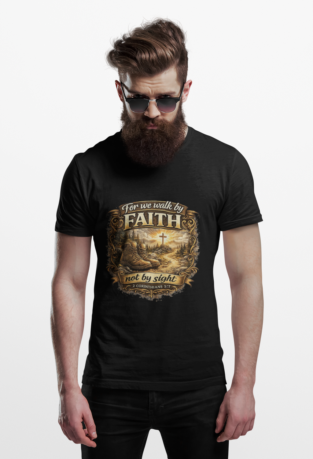 For We Walk By Faith Not By Sight Christian Tee