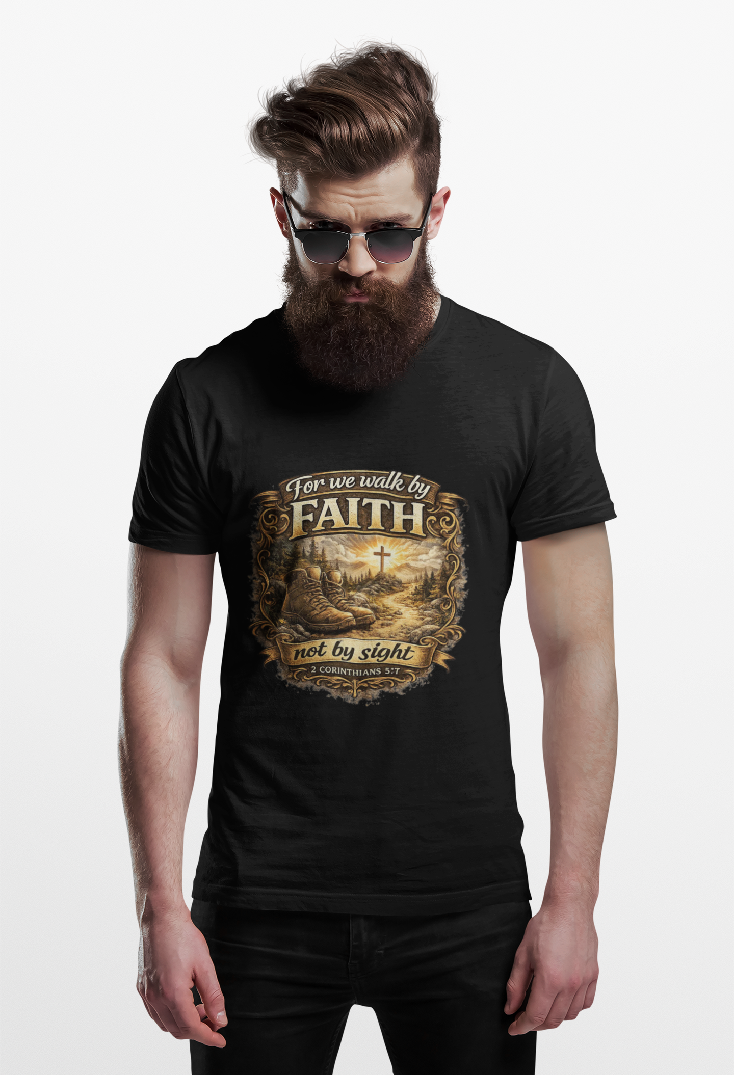 For We Walk By Faith Not By Sight Christian Tee