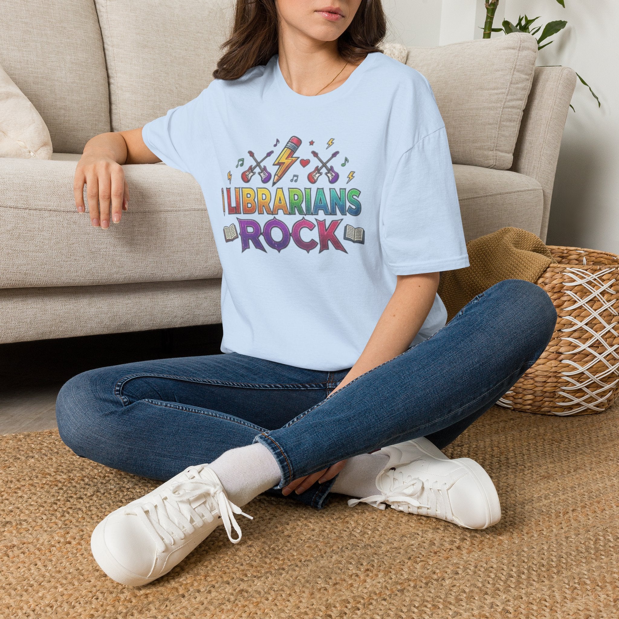 Librarians Rock T-Shirt — Colorful Music & Books Design