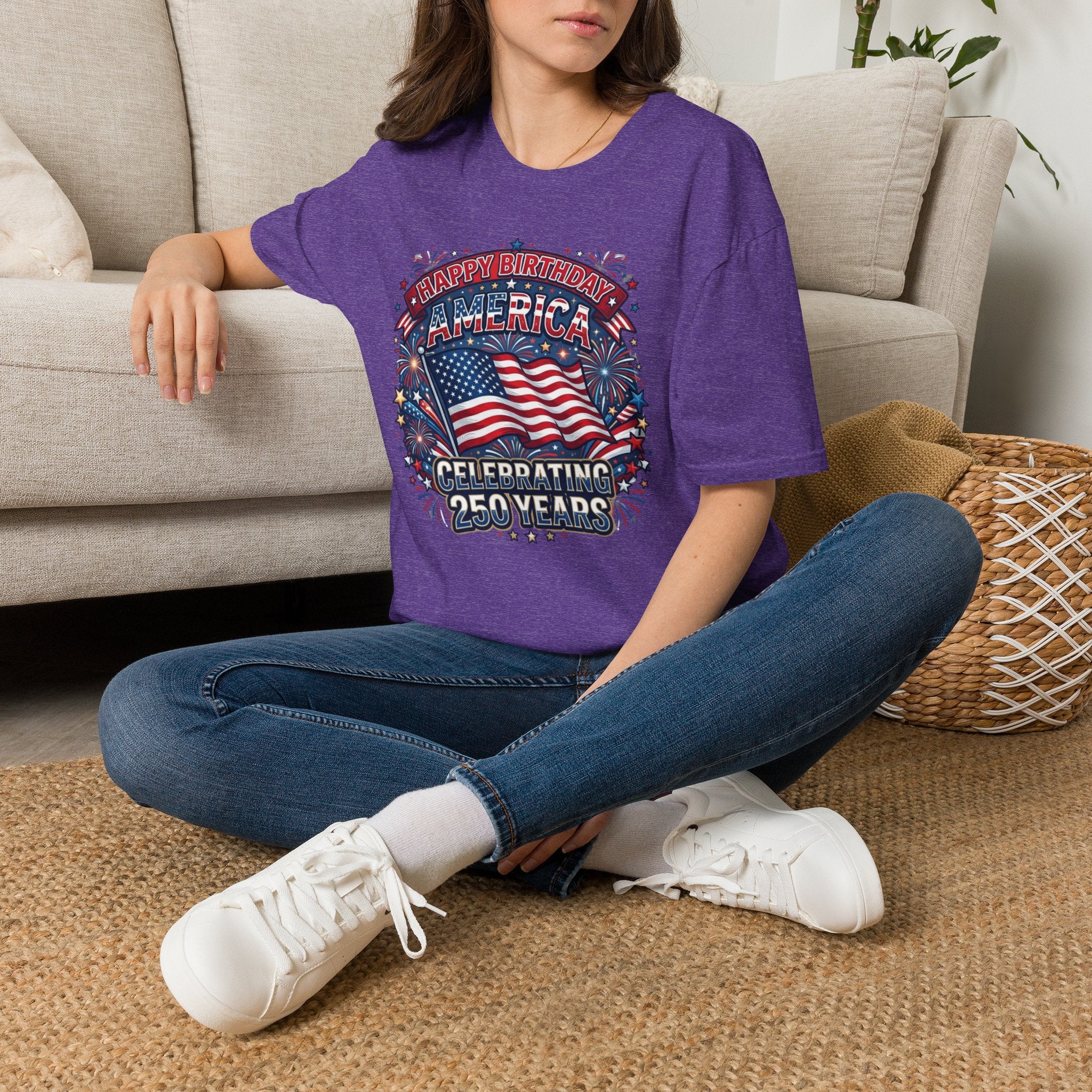 T-Shirt — "Happy Birthday America" Patriotic Flag Tee for 4th of July