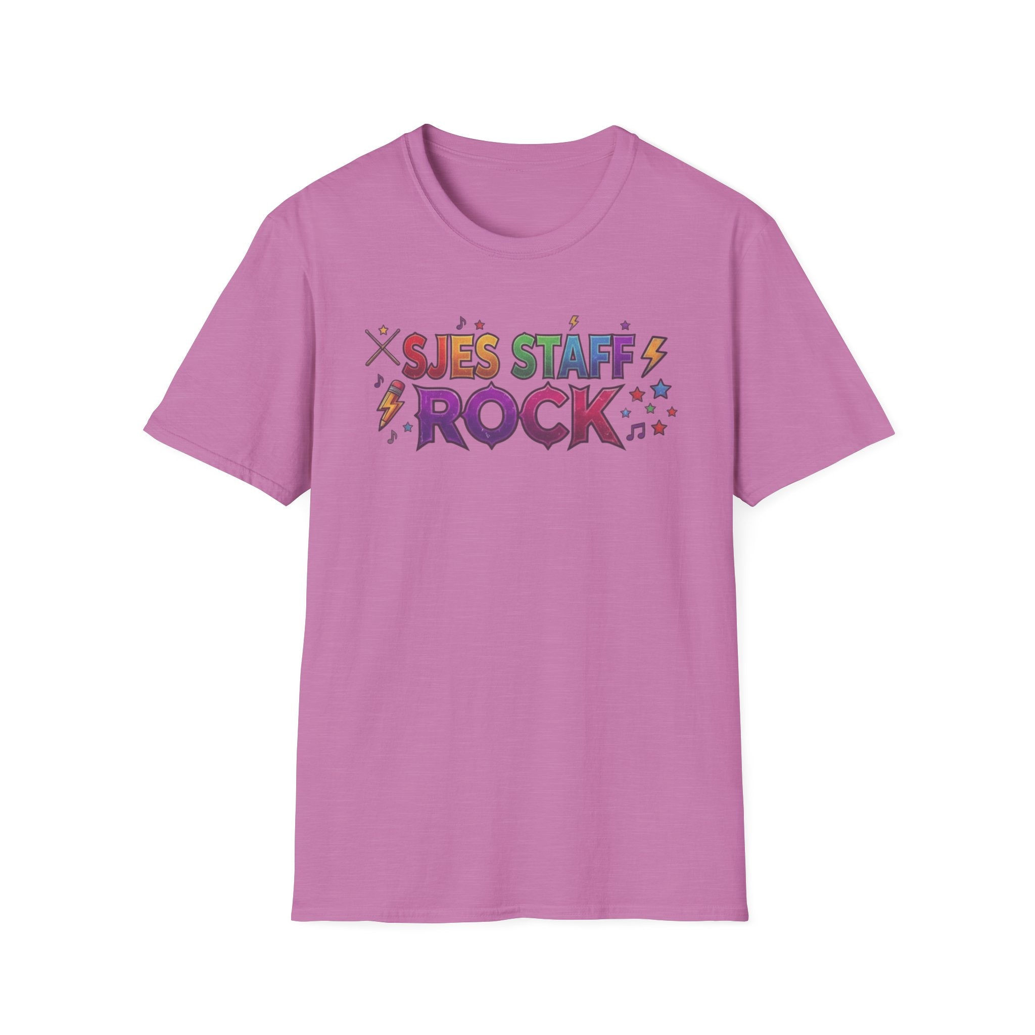 SJES Staff Rock T-Shirt — Colorful Retro School Staff Appreciation Tee