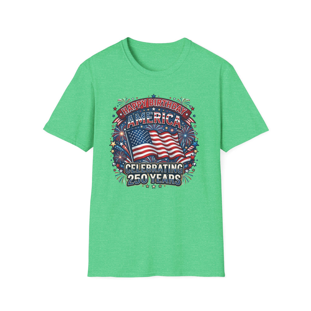 T-Shirt — "Happy Birthday America" Patriotic Flag Tee for 4th of July