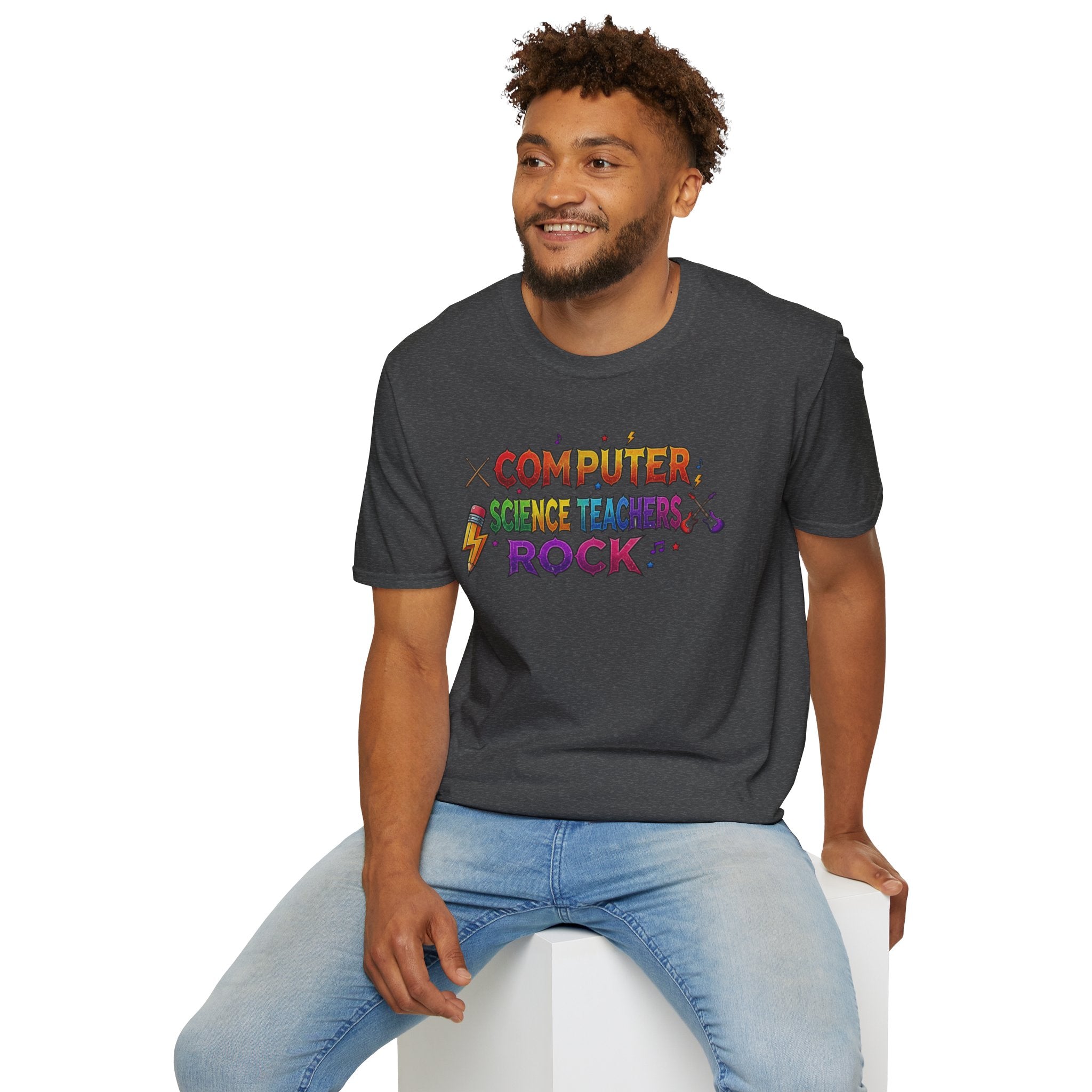 Computer Science Teachers Rock T-Shirt — Colorful Retro Teacher Appreciation Tee