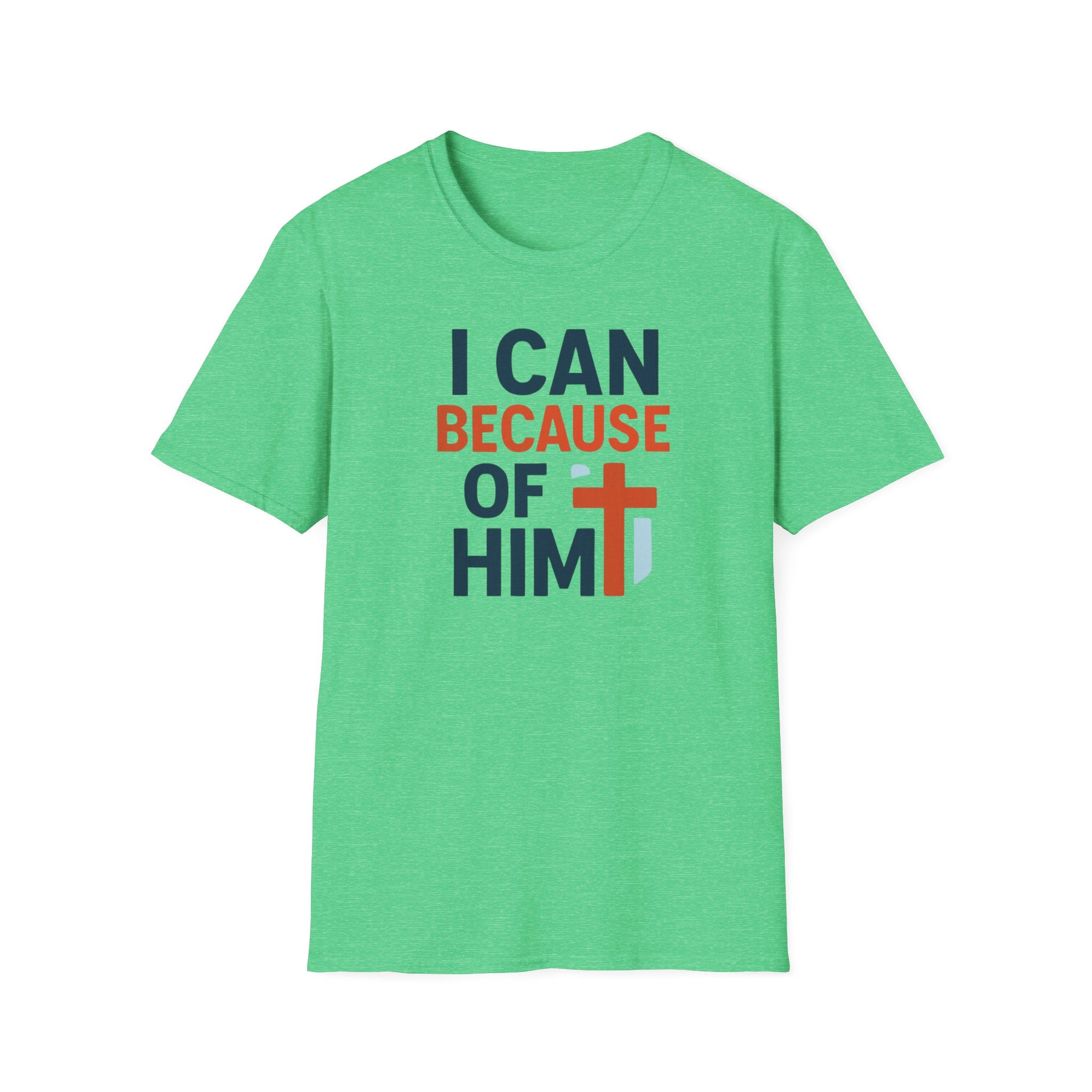 I Can Because of Him T-Shirt – Christian Faith Cross Tee
