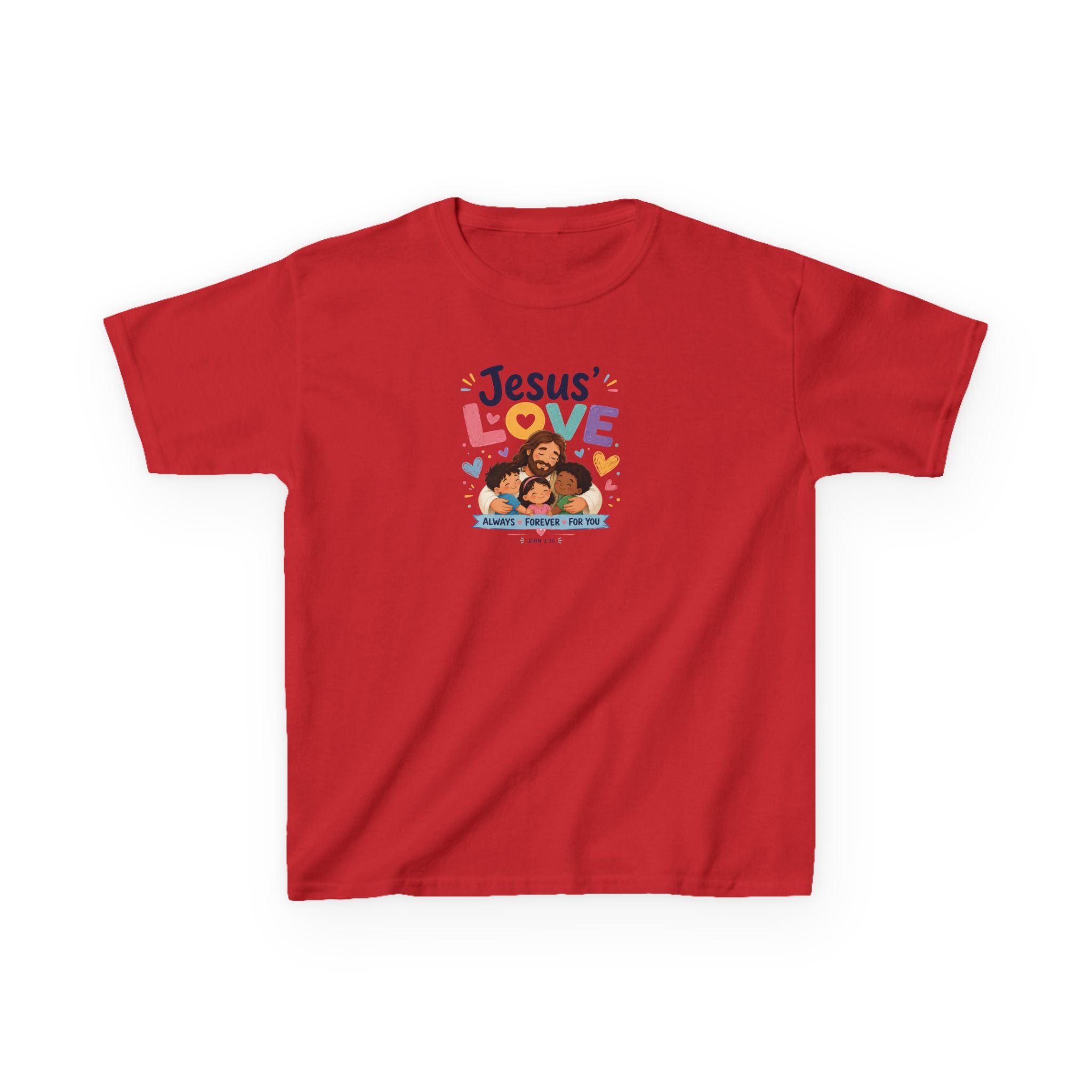 Kids Tee - "Jesus' Love" Colorful Faith Graphic