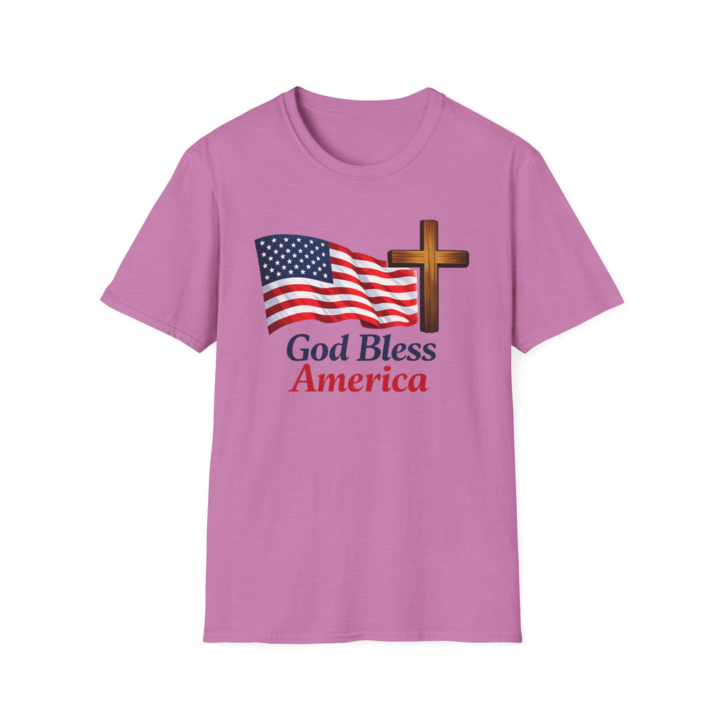 God Bless America T-Shirt — American Flag & Cross Patriotic Faith Tee