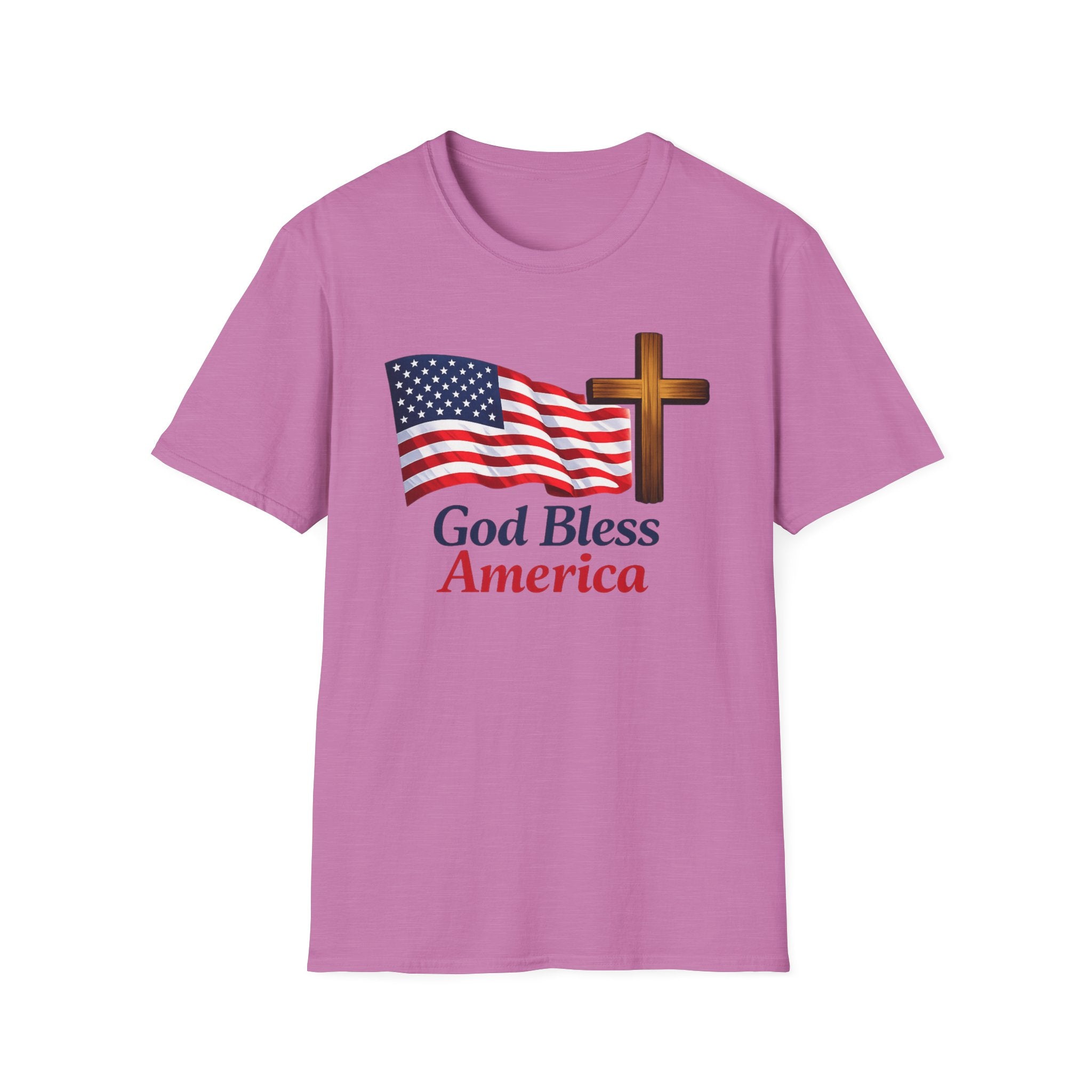 God Bless America T-Shirt — American Flag & Cross Patriotic Faith Tee