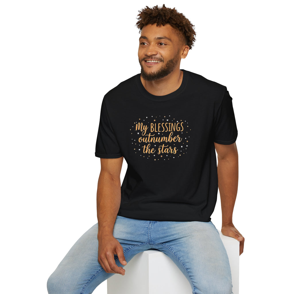 T-Shirt — “My Blessings Outnumber the Stars” Inspirational Script Tee