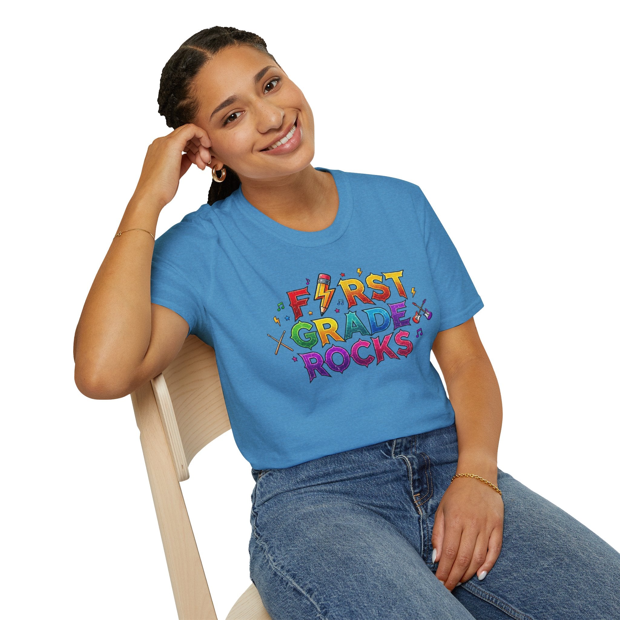 First Grade Rocks T-Shirt — Colorful Back-to-School Tee for Teachers & Students