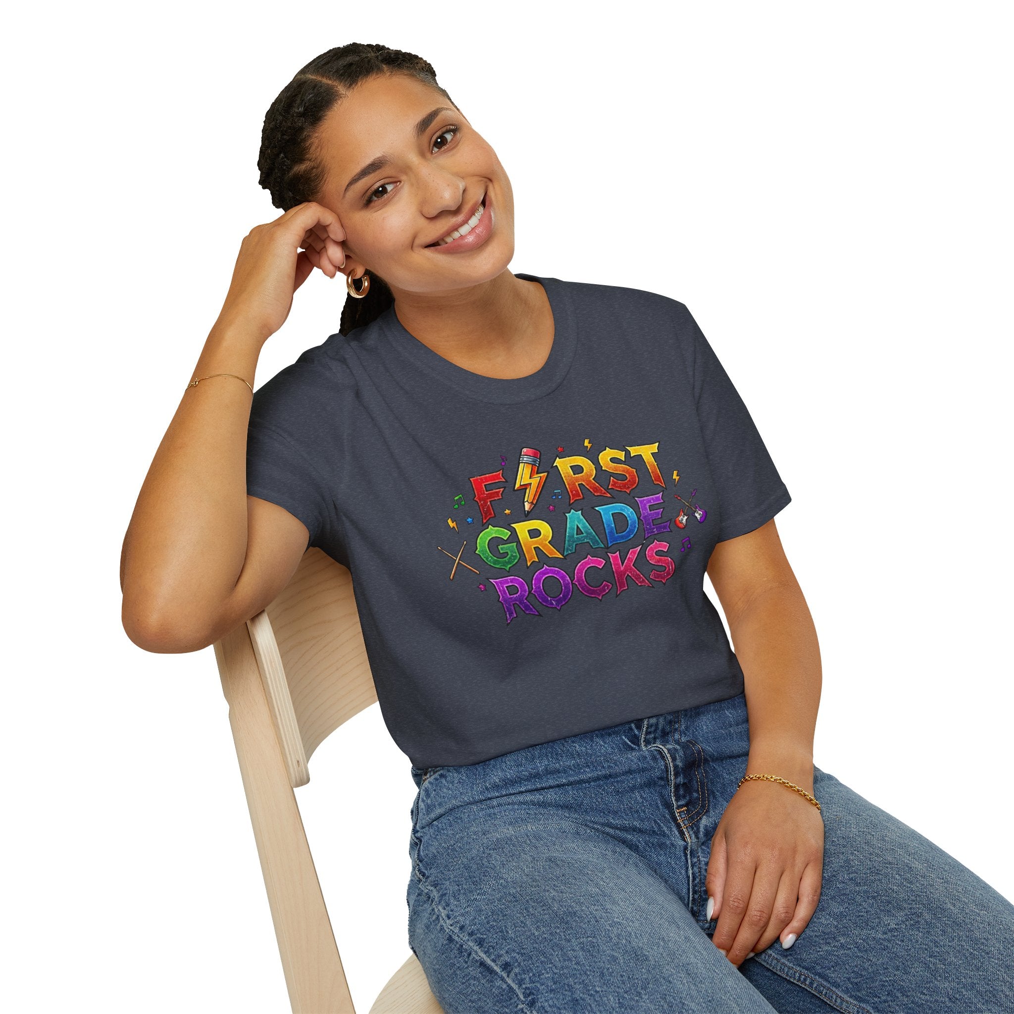 First Grade Rocks T-Shirt — Colorful Back-to-School Tee for Teachers & Students