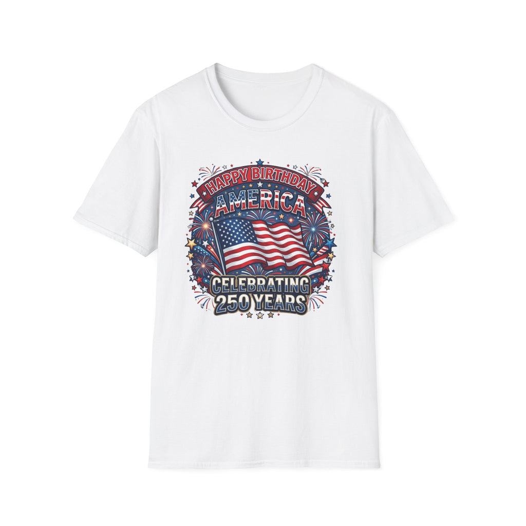 T-Shirt — "Happy Birthday America" Patriotic Flag Tee for 4th of July