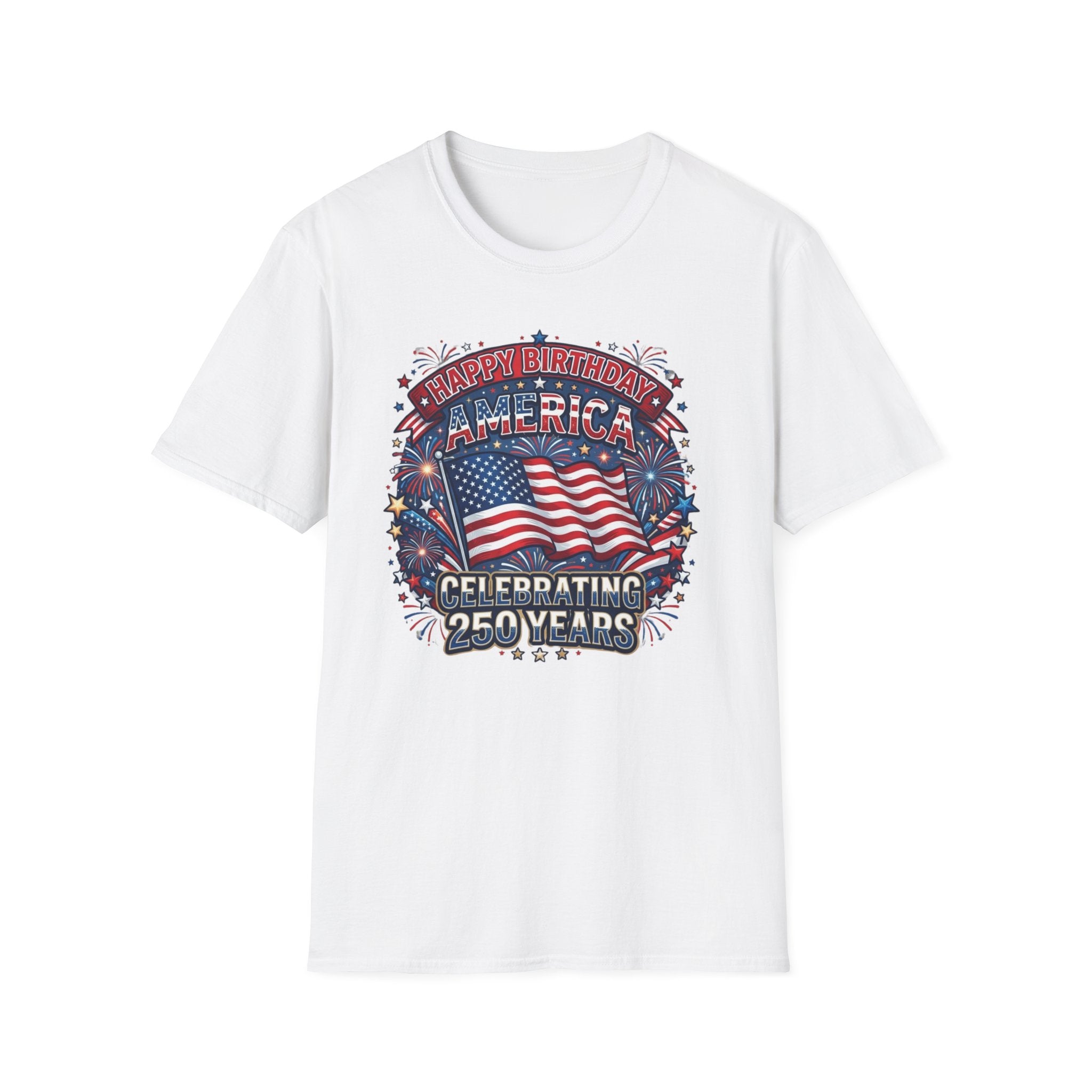 T-Shirt — "Happy Birthday America" Patriotic Flag Tee for 4th of July