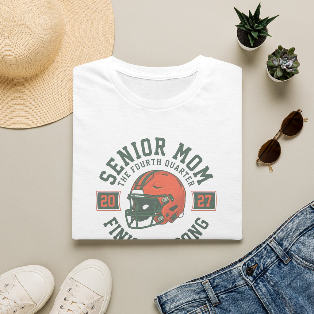 Senior Mom 2027 Football Helmet Tee — Finish Strong Mom Shirt