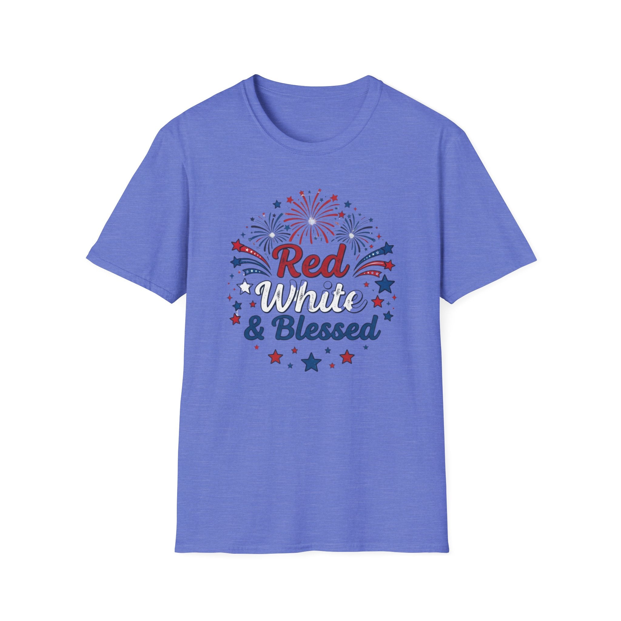 T-Shirt — "Red White & Blessed" Patriotic Fireworks Tee for 4th of July