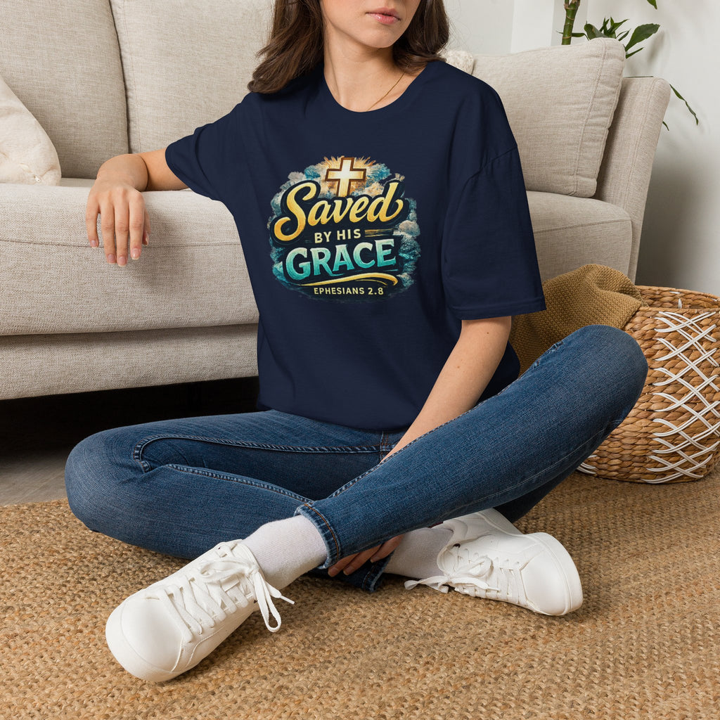 T-Shirt — "Saved by His Grace" Christian Faith Tee