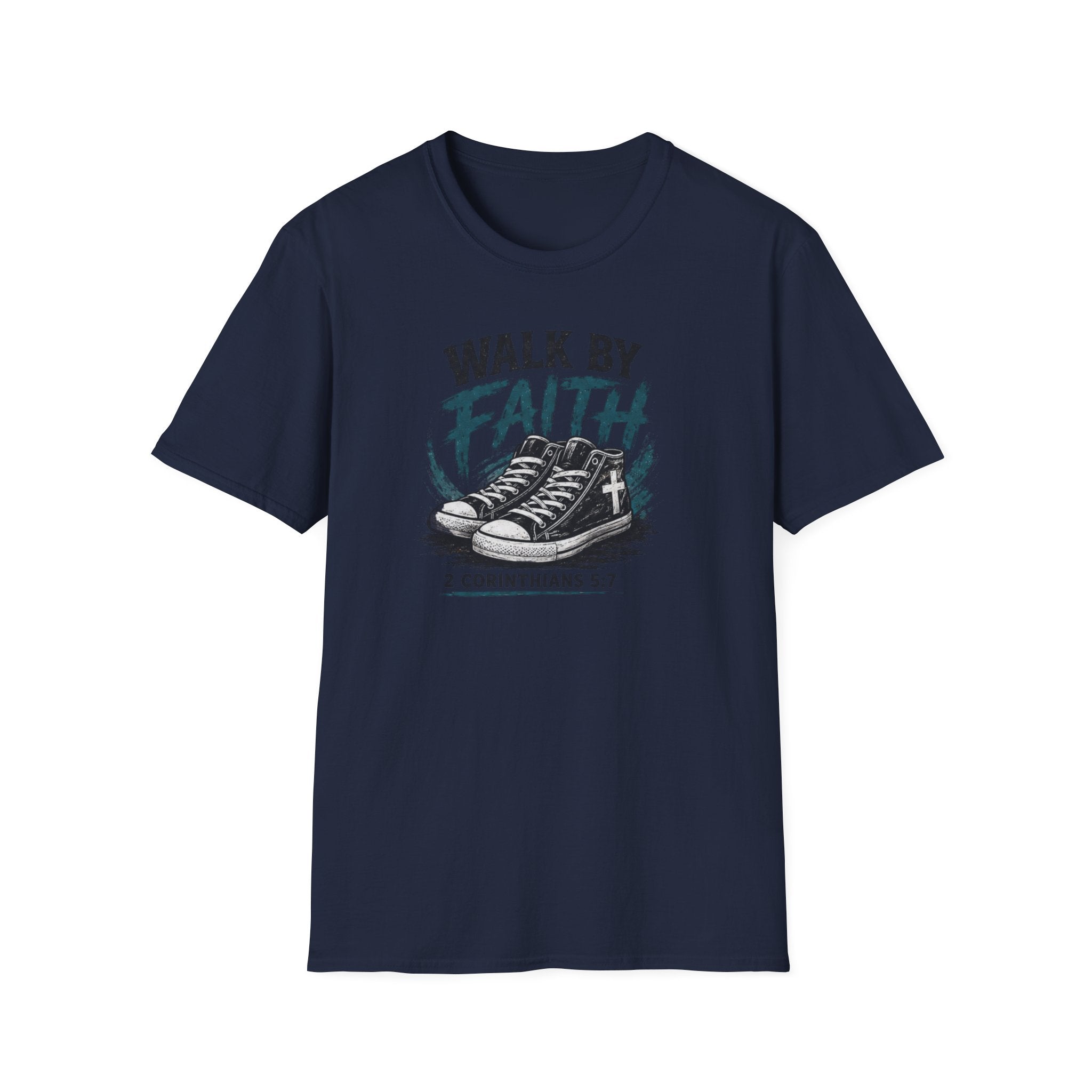Walk by Faith T-Shirt — Christian Faith Graphic Tee (2 Corinthians 5:7)