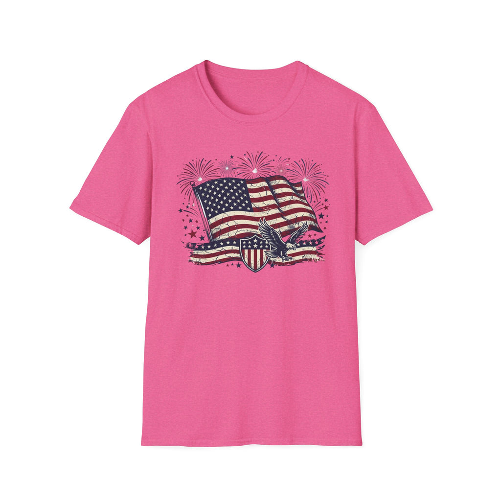 American Flag Eagle T-Shirt — Patriotic 4th of July Tee with Fireworks