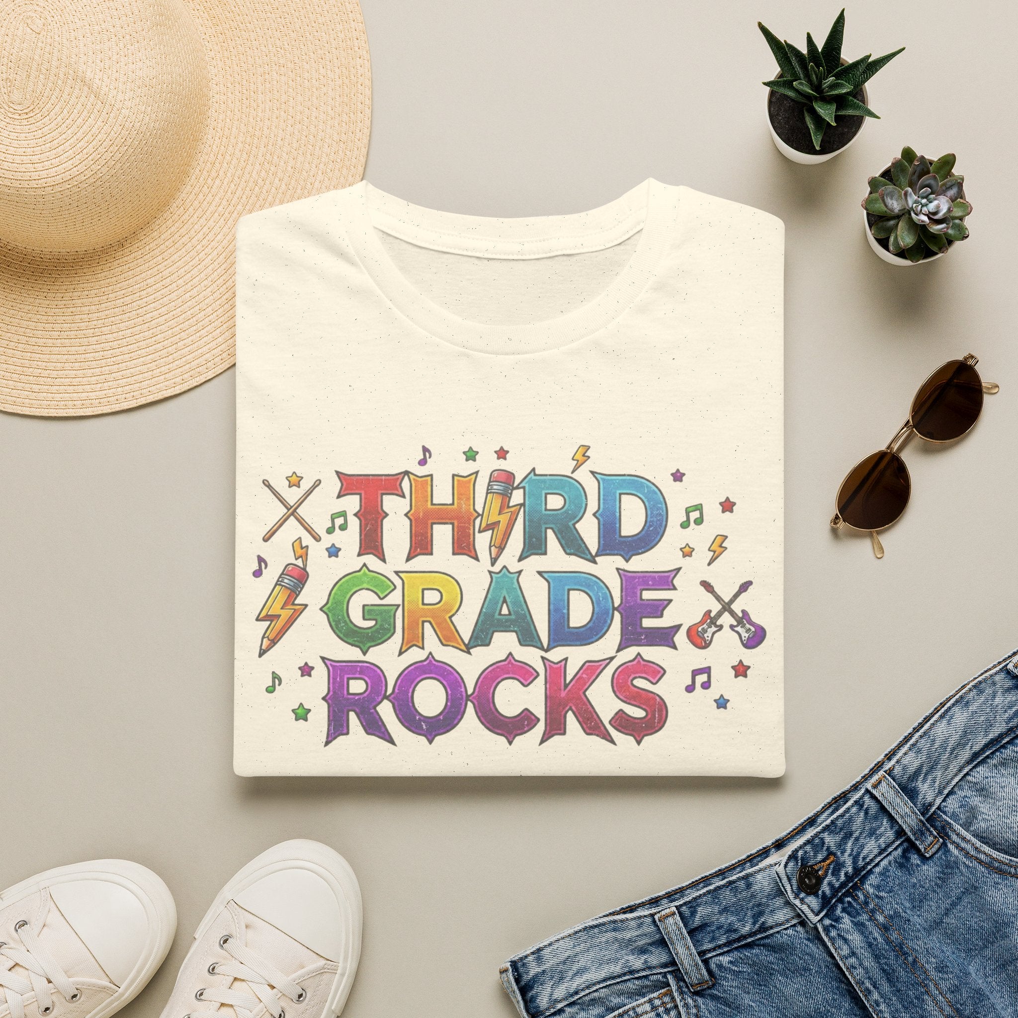 Third Grade Rocks T-Shirt — Colorful School Teacher & Student Tee