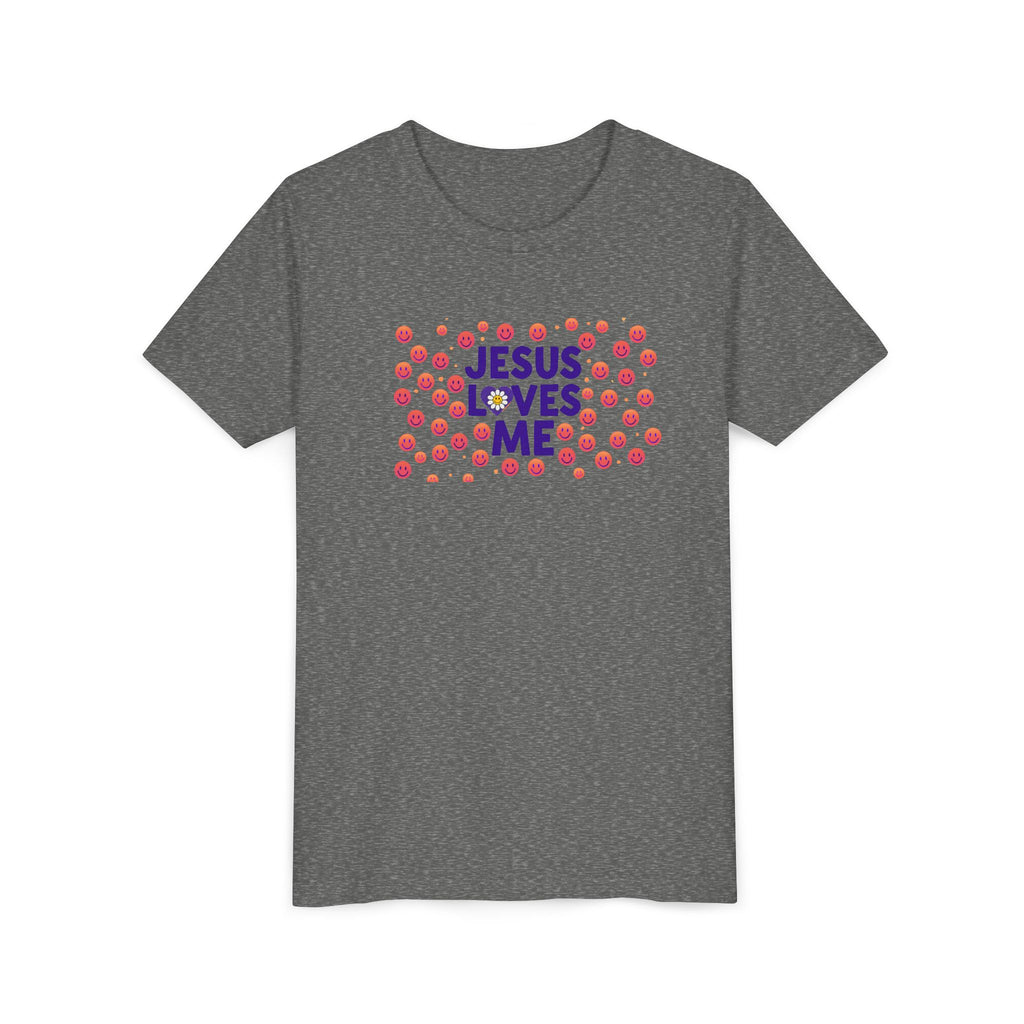 Youth Tee - "Jesus Loves Me" Colorful Dot Christian Kids Shirt