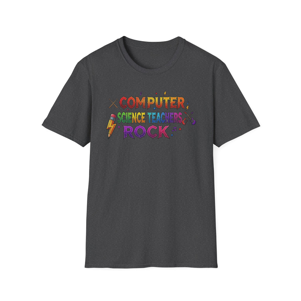 Computer Science Teachers Rock T-Shirt — Colorful Retro Teacher Appreciation Tee