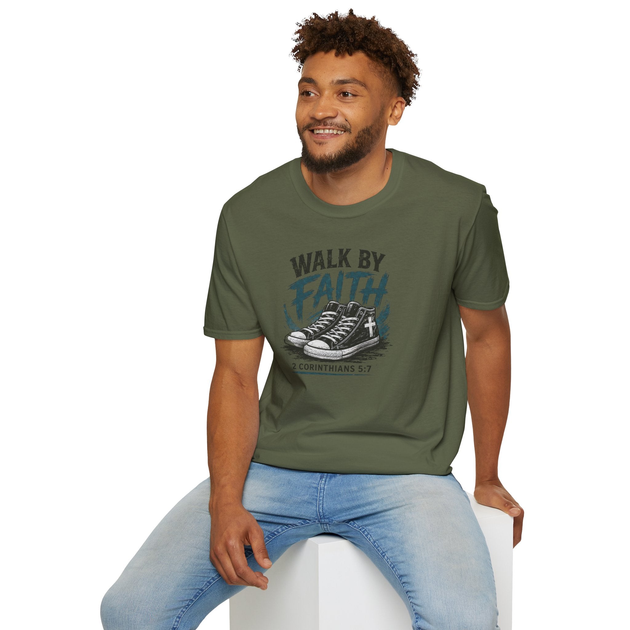 Walk by Faith T-Shirt — Christian Faith Graphic Tee (2 Corinthians 5:7)