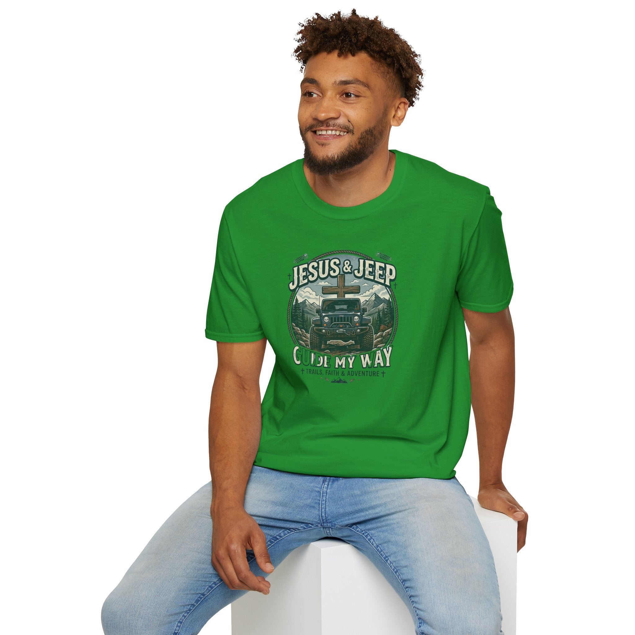 Jesus & Jeep T‑Shirt — Christian Off‑Road Faith Tee ("Jesus & Jeep Guide My Way")