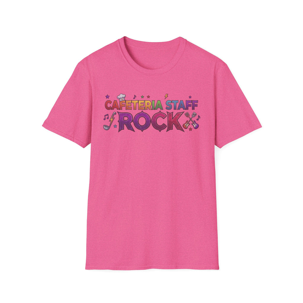 Cafeteria Staff Rock T-Shirt — Retro Rainbow School Lunch Crew Tee
