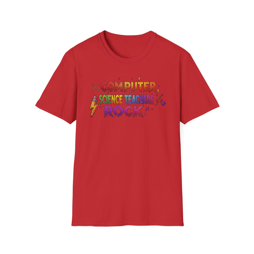 Computer Science Teachers Rock T-Shirt — Colorful Retro Teacher Appreciation Tee