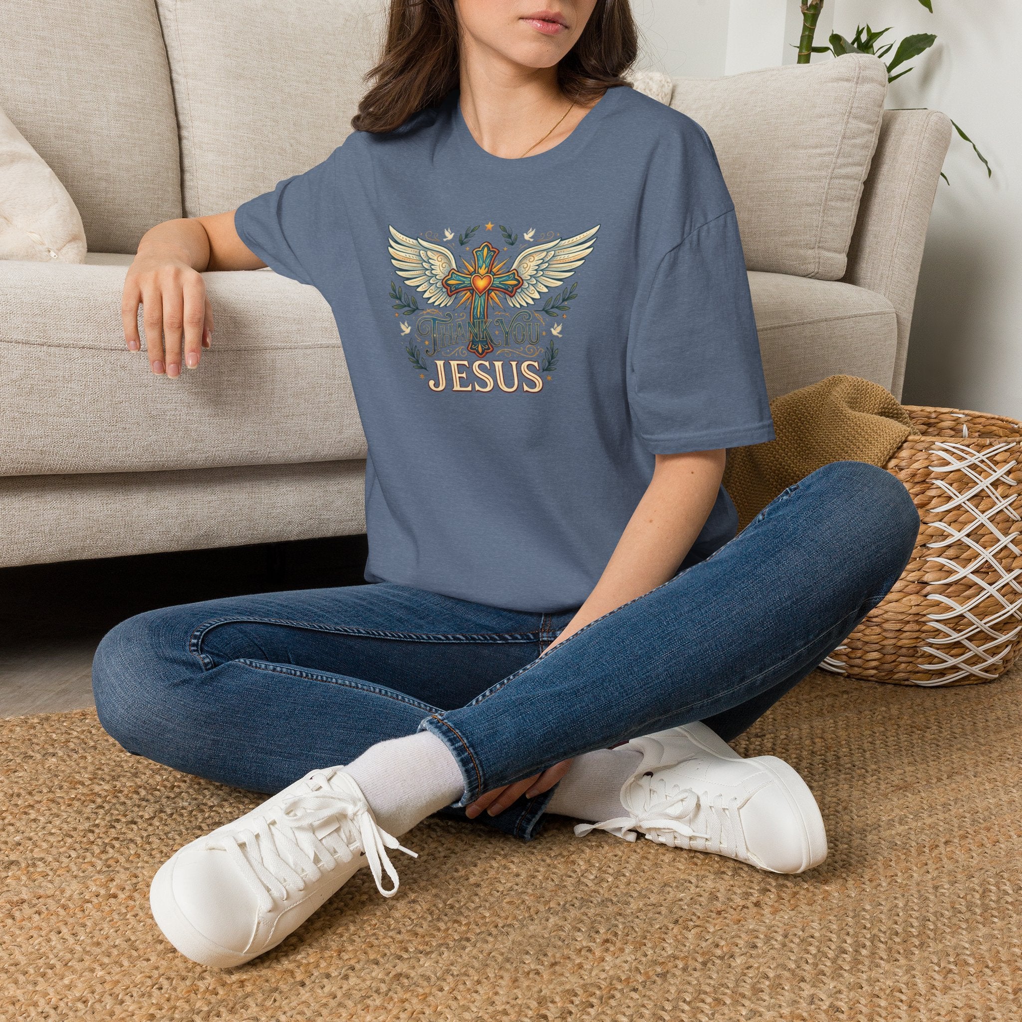 Thank You Jesus T-Shirt — Winged Cross Christian Faith Tee
