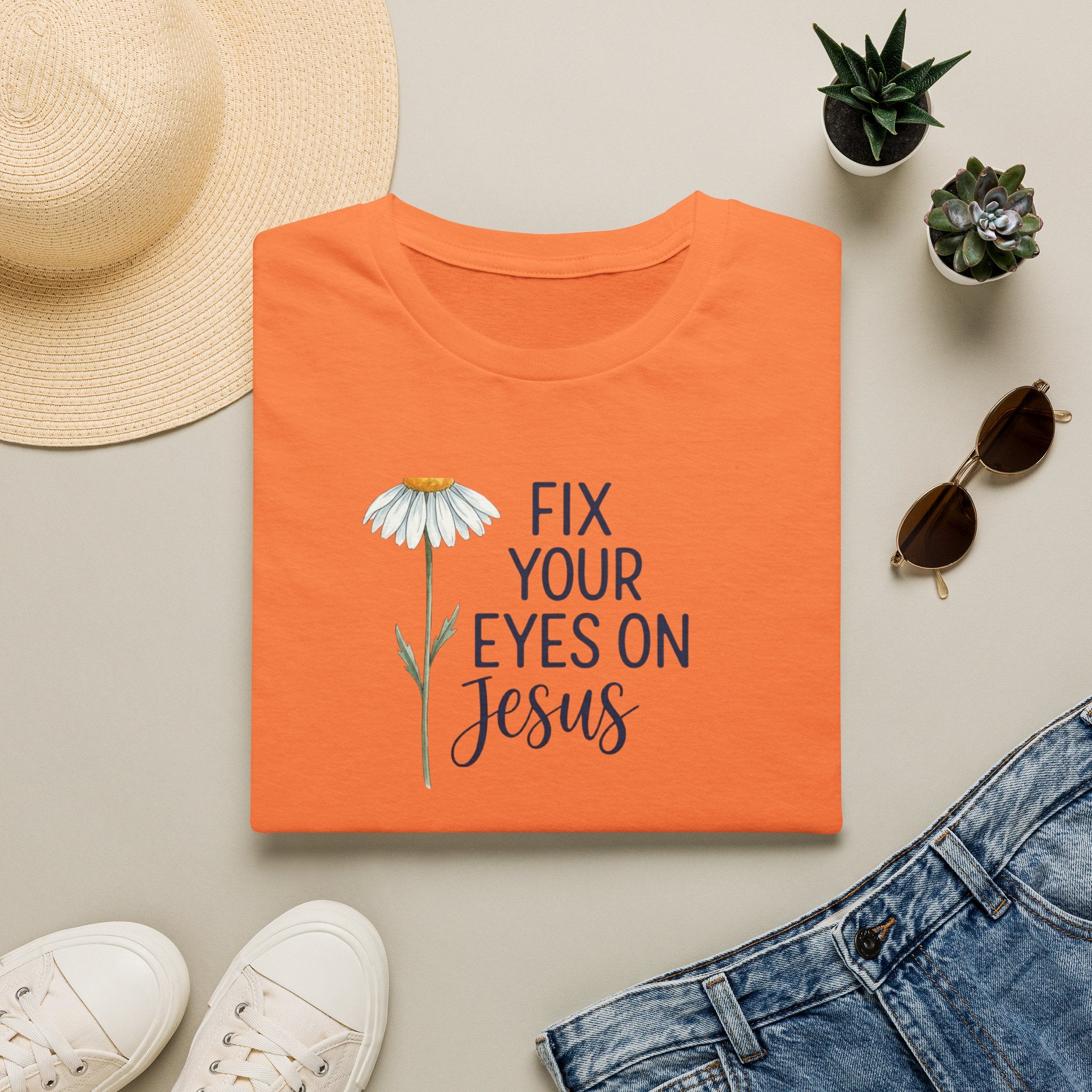 “Fix Your Eyes on Jesus” Daisy Christian Tee