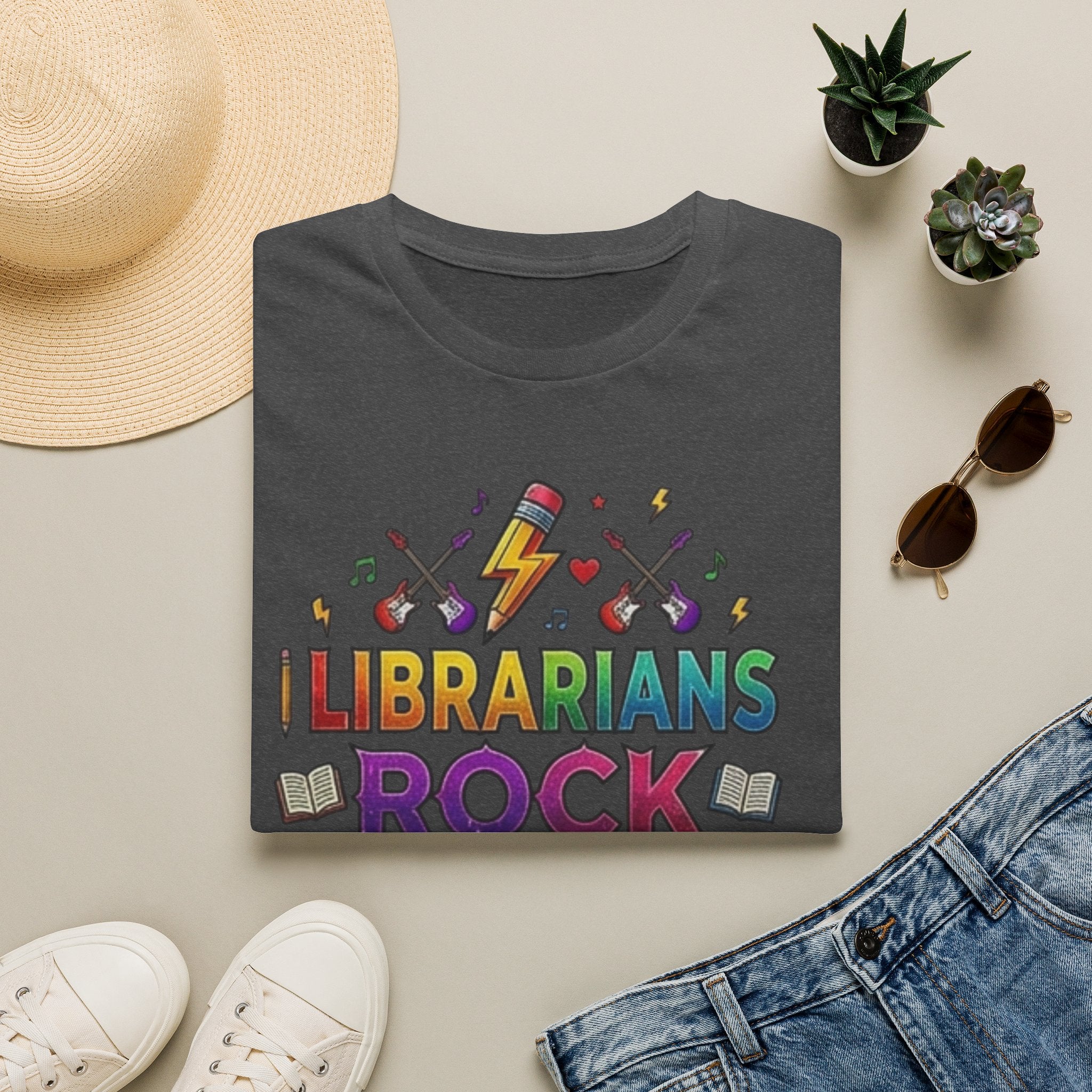 Librarians Rock T-Shirt — Colorful Music & Books Design