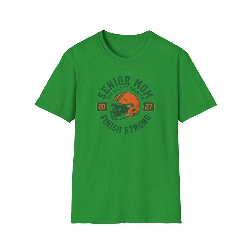 Senior Mom 2027 Football Helmet Tee — Finish Strong Mom Shirt