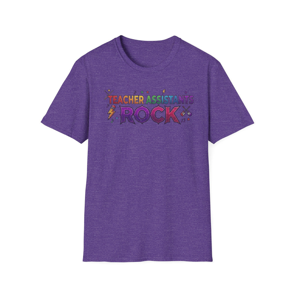 Teacher Assistants Rock T-Shirt — Colorful Retro School Support Staff Tee