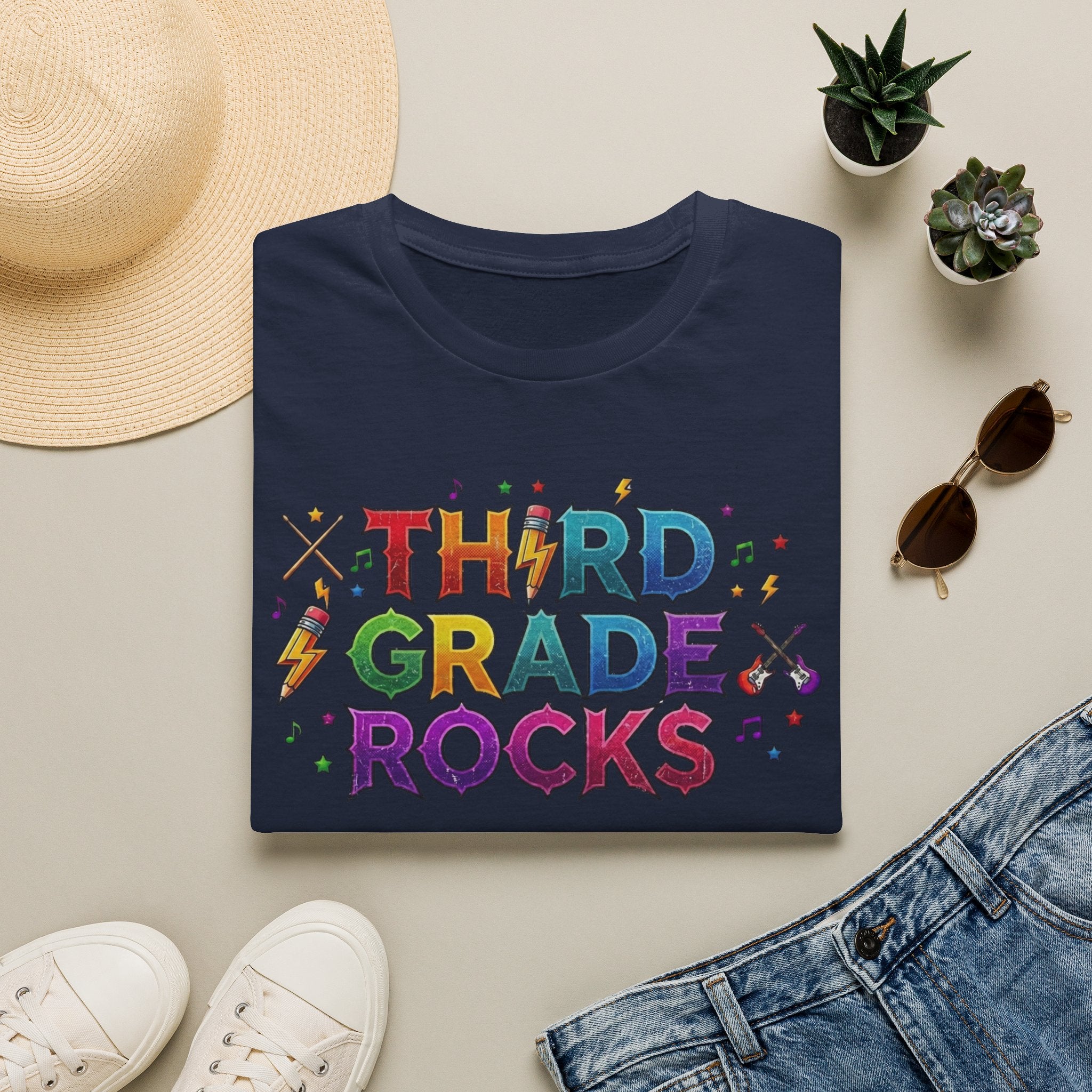 Third Grade Rocks T-Shirt — Colorful School Teacher & Student Tee