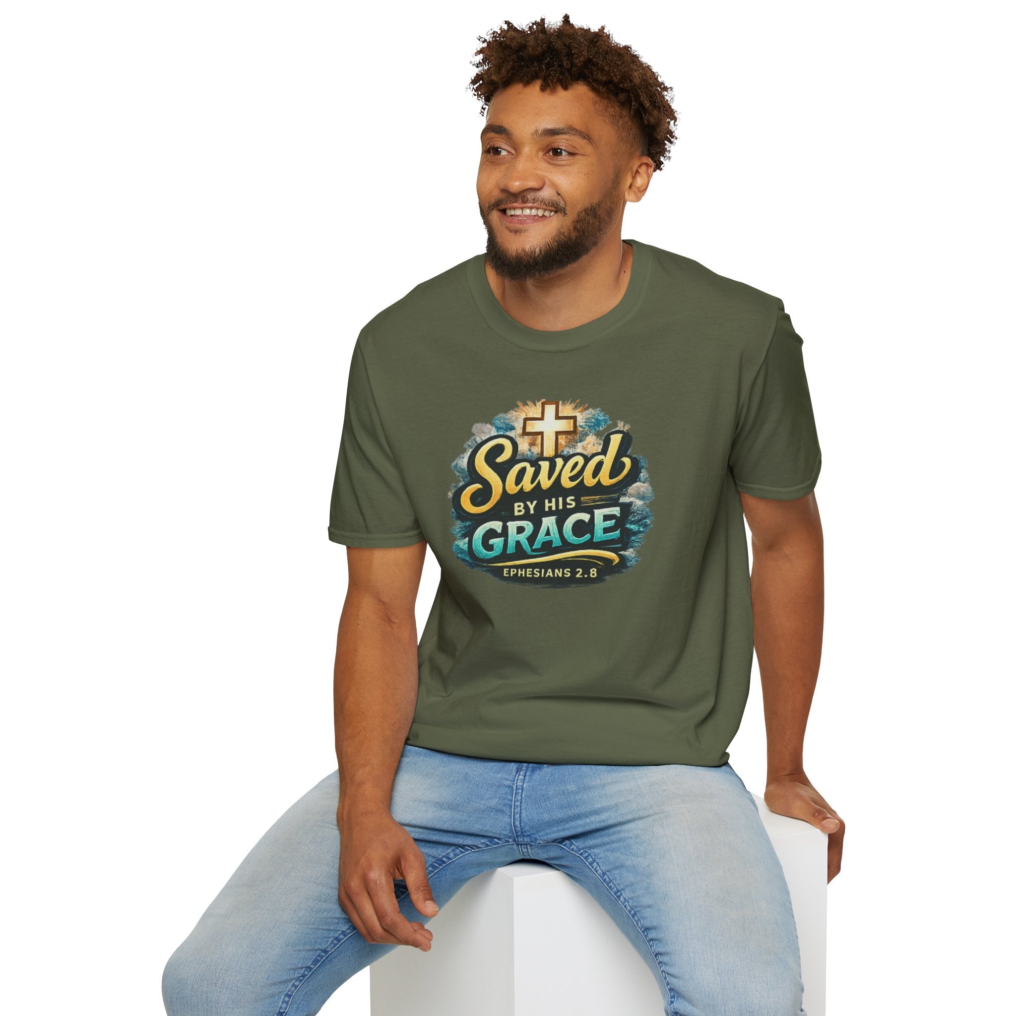 T-Shirt — "Saved by His Grace" Christian Faith Tee