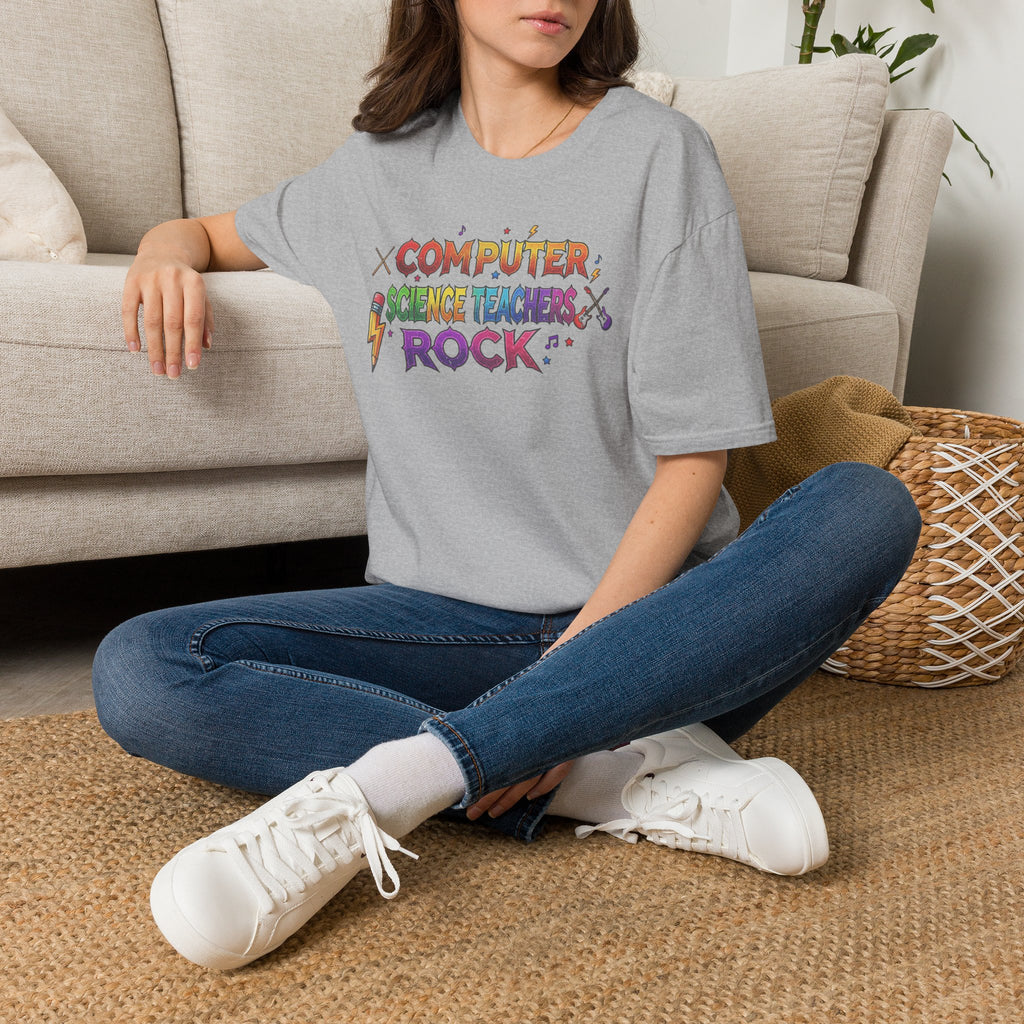 Computer Science Teachers Rock T-Shirt — Colorful Retro Teacher Appreciation Tee