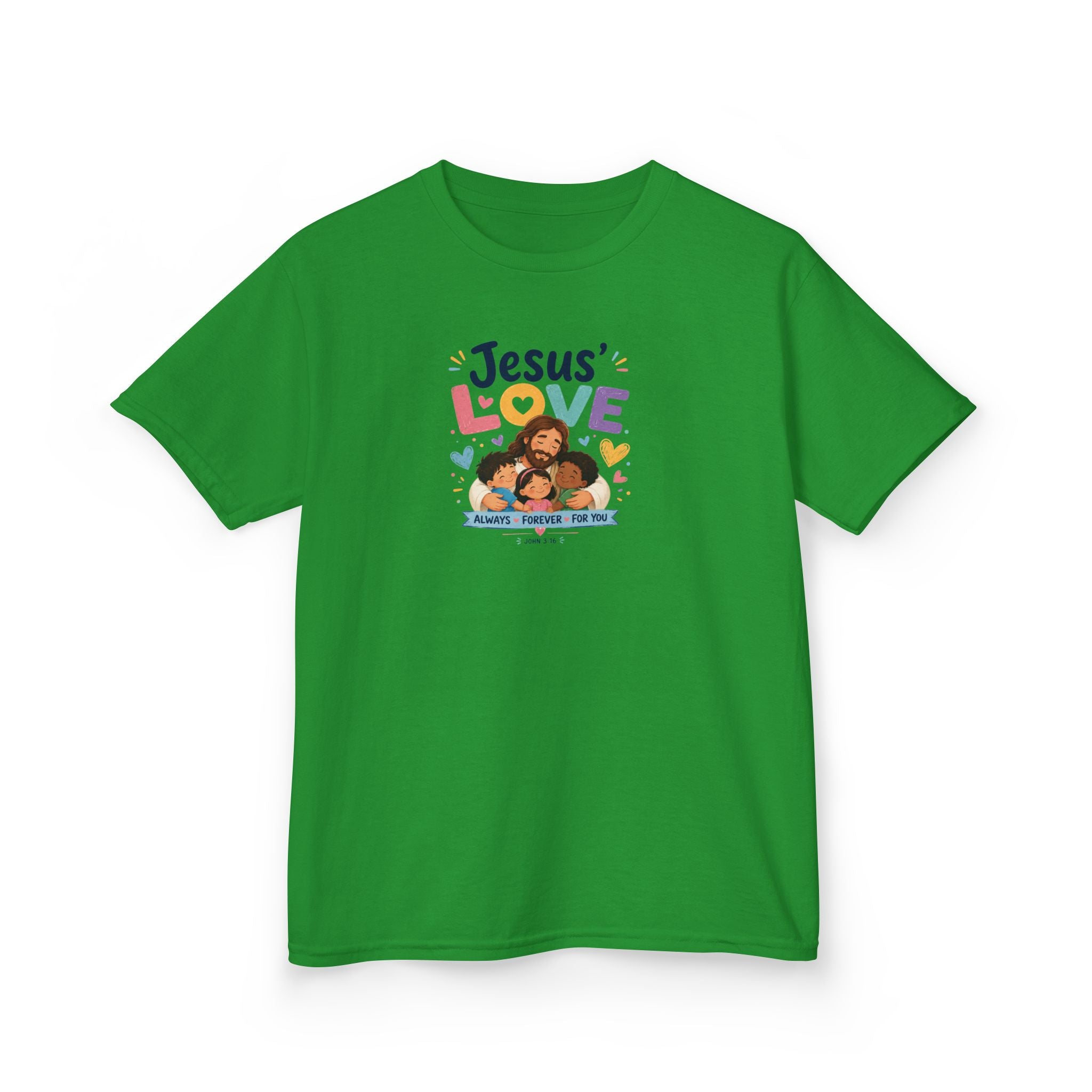 Kids Tee - "Jesus' Love" Colorful Faith Graphic