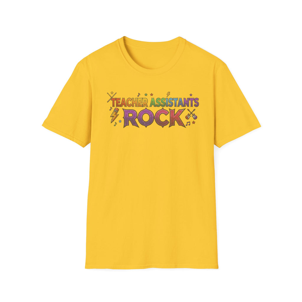 Teacher Assistants Rock T-Shirt — Colorful Retro School Support Staff Tee