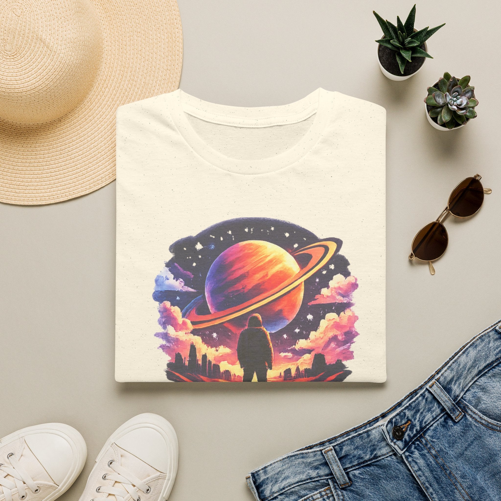Explore The Unknown T‑Shirt — Cosmic Planet Graphic Tee