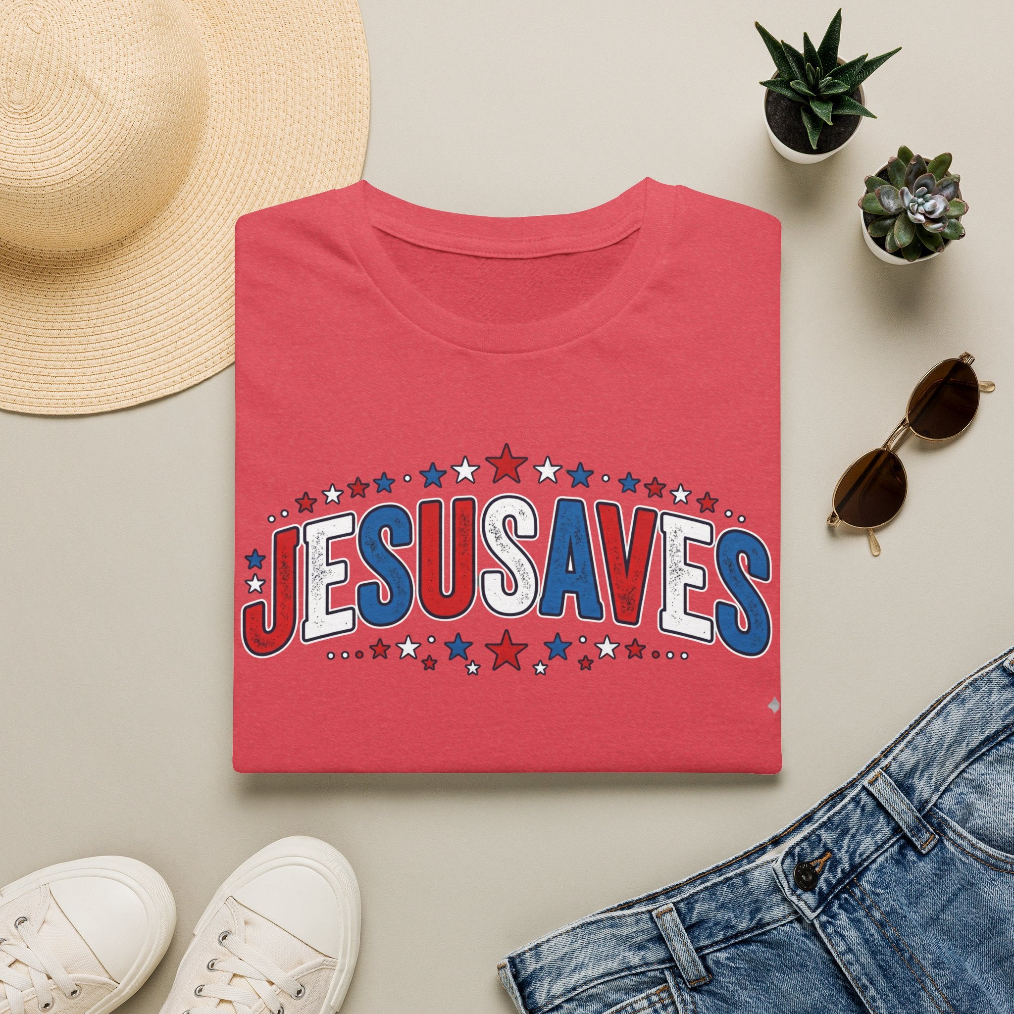 Jesus Saves T-Shirt — Patriotic Christian Faith Tee