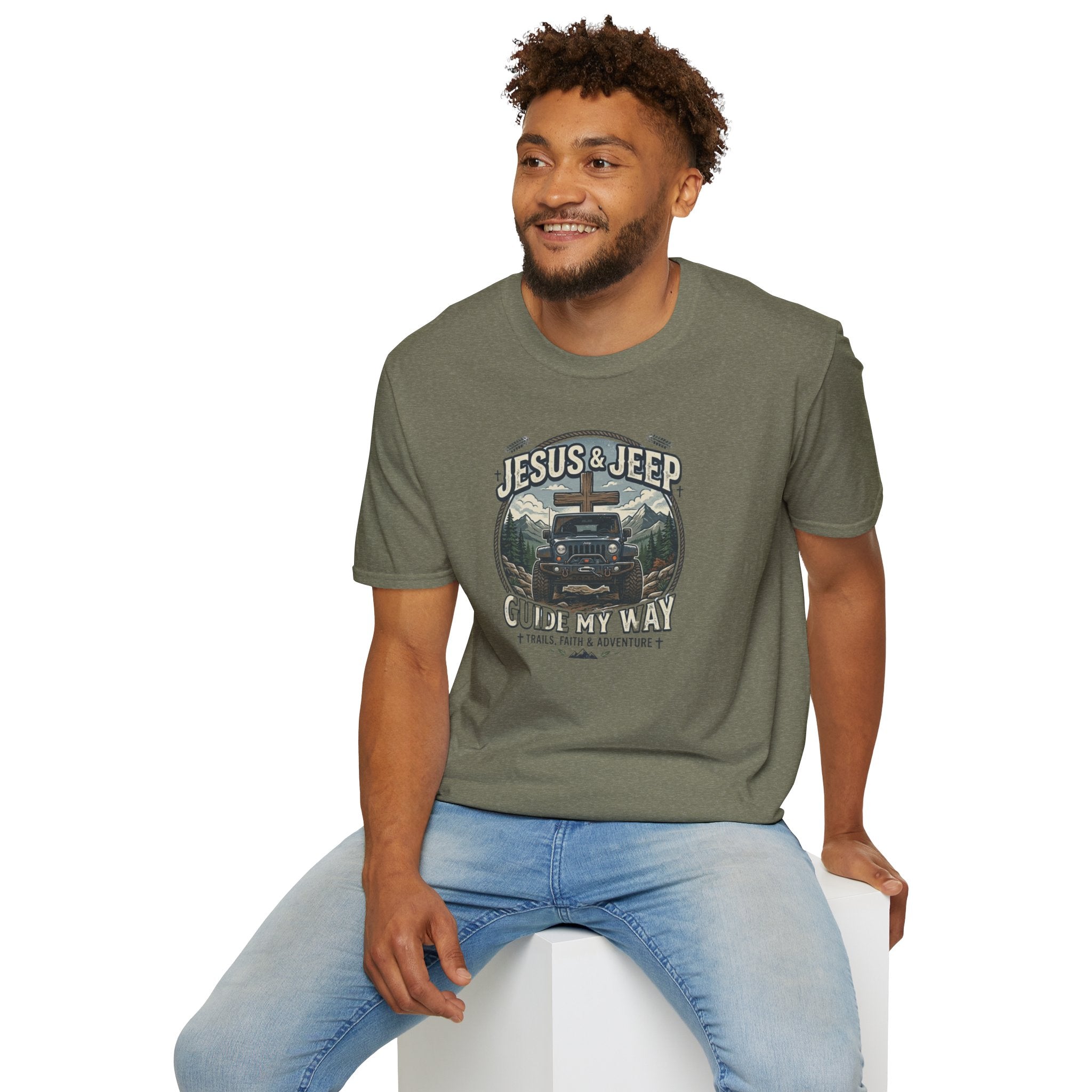 Jesus & Jeep T‑Shirt — Christian Off‑Road Faith Tee ("Jesus & Jeep Guide My Way")